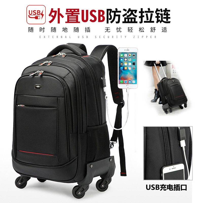 Multifunctional Business Trolley Bag Detachable Wheel Travel Trolley Backpack Large Capacity Waterproof and Wear-Resistant Trolley Backpack