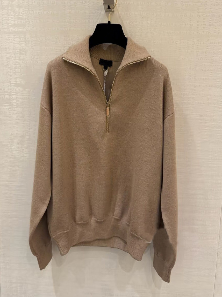 26 New Autumn and Winter College Style Stand-Up Collar Half-Zip Pullover Sweatshirt Versatile Age-Reducing Knitwear for Women Half-Zip
