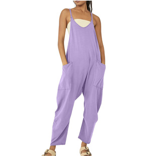 2023 European and American Women's Clothing ebay Amazon Independent Station Explosions Zipper Pocket Sling Trousers Overalls