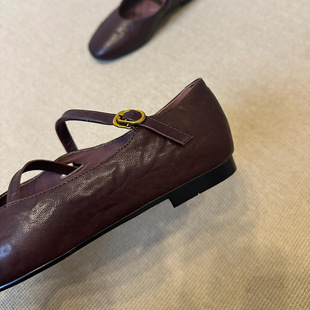 Овчинная версия ~ Mary Jen Shoes 2025 новые ретро кожаные женские туфли летние плоские туфли