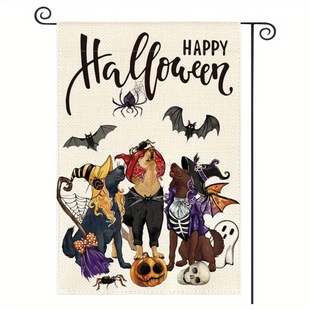 Haube Cross-border New Garden Flag Halloween Double-sided Printing Outdoor Flag Courtyard Decorations Ghost Festival Skull Flag