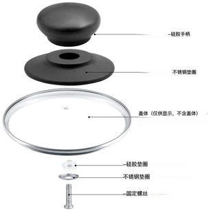 Factory Direct Bakelite Midea top bead glass cover handle stainless steel top bead plastic pot cover handle