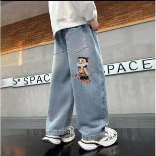 Boys' Jeans Spring and Autumn 2025 New Children's Straight Pants Spring Fashion Brand Loose Large Children's Trousers Western Style