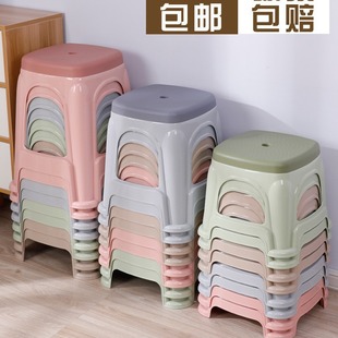 Plastic Small Stool Household Stool Living Room High Bench Dining Table Small Chair Economical Rubber Dengzi Low Stool Square Stool