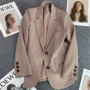 khaki Suit Jacket Women 2024 Spring and Autumn New Casual Elegant Street Suit Korean Suit Jacket Women