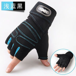 Fitness Gloves Men's and Women's Dumbbell Weightlifting Iron Non-slip Outdoor Shock-absorbing Long Wrist Bracer Breathable Half-finger Sports Gloves