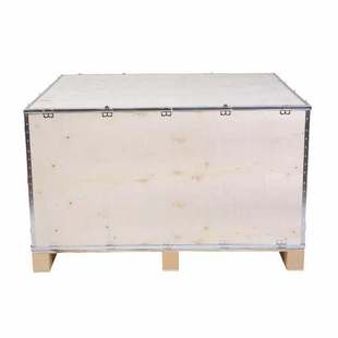 Shanghai wooden box processing custom-made steel belt edge export thickened turnover wooden box plywood mechanical packing box