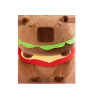 Cross-border Hamburger Dog Plush Toy Cute Puppy Hamburger Capybara Doll Doll Bed Sleeping Pillow Rag Doll