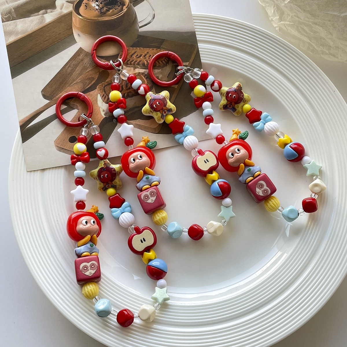 Bubble Mart Star Man Beaded Mobile Phone Hanging Chain Dopamine Beaded DIY Lanyard Mobile Phone Chain Keychain Pendant