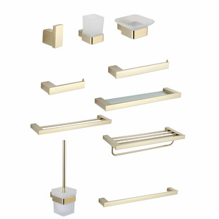 Wholesale SUS304 stainless steel wire drawing gold towel rack hardware bathroom pendant suit bathroom rack towel rack