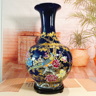 Jingdezhen Ceramic Vase New Chinese-style Jilan Jinxiu Manners Floor Decoration Living Room TV Cabinet Hallway Decoration