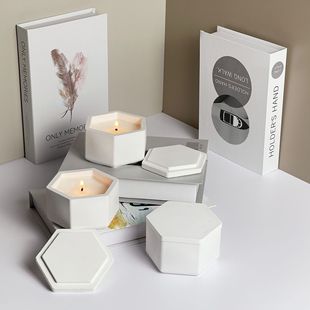 Aromatherapy Hexagonal Candle Jar Plaster Cup Decorative Ornaments Soy Wax Scented Candle Companion Gift Wholesale