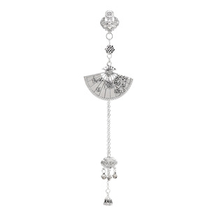 Chinese Style Vintage Plum Blossom Fan Brooch Women's Cheongsam Press Flap Buckle Antique Hanfu Waist Pendant Bell Tassel Pendant