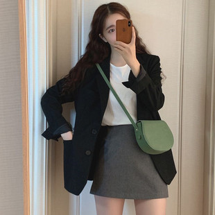 Black Little Man Suit Jacket Women's High Sense 2022 Spring and Autumn Korean Style Casual Short Elegant Suit Jacket New