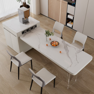 Rock plate island table dining table integrated retractable household open kitchen multi-functional inverted table light luxury function center Guide Table