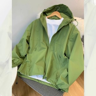 Purple Hooded Charge Clothes Women's New American Style Retro Small Loose Waterproof Workwear Jacket Trendy