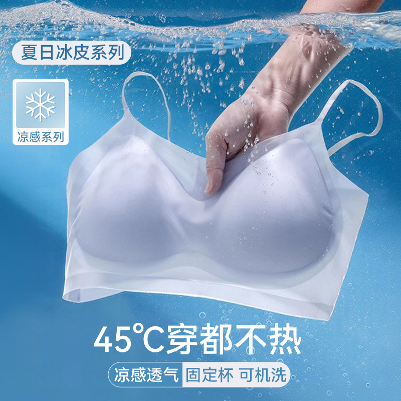Women's Ultra-Thin Seamless Underwear, Summer Thin Style, Breathable Perforated Cup, Comfortable Thin Shoulder Straps, Beautiful Back