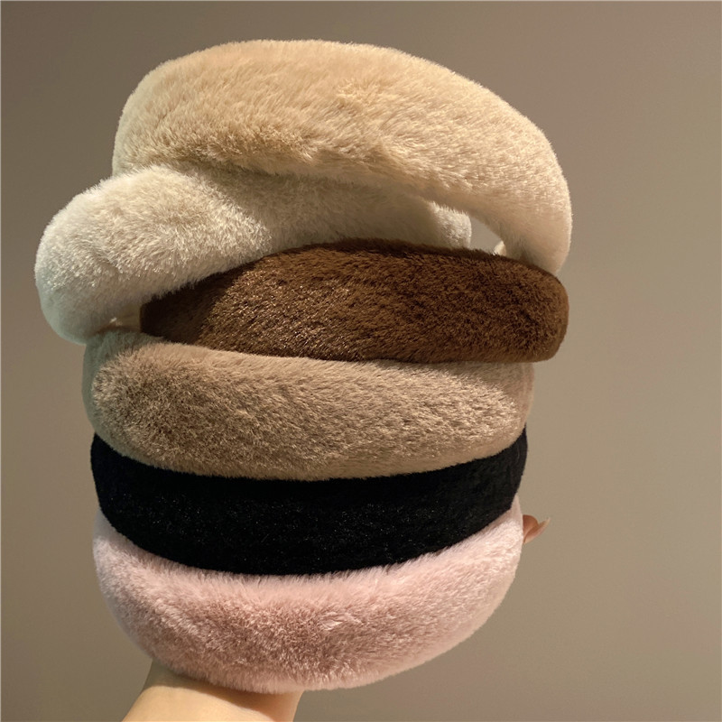 Autumn and winter imitation rabbit fur soft fur plush high cranial top wide hairband temperament all-match warm plush hair pressure headband hair accessories