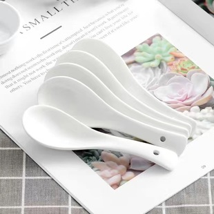 [Factory direct] pure white ceramic small spoon household spoon wholesale Spoon restaurant tableware dollar store Department Store