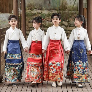 Daifa Children's Horse-faced Skirt suit Hanfu Boys' Guoxue Hanfu Girls' Chinese Style Book Children's Ancient Costume Performance Costume