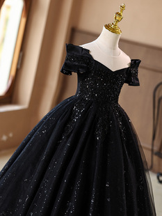 Cross-border Girls Princess Skirt Children's Dress Skirt Ponte Yarn Skirt Performance Clothing New Arrival Show Black Evening Dress Skirt