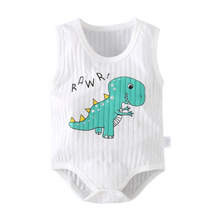 Baby triangle romper Korean style jacquard cotton thin jumpsuit pullover vest pink blue yellow one-piece delivery