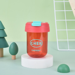 New Mini Transparent Plastic Ton Cup Portable Flip-Top Straw Cup for Male and Female Students and Children Gift Cup Wholesale