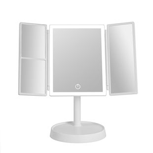 led Shell HD makeup mirror desktop with light smart daylight folding mirror dormitory desktop portable vanity mirror