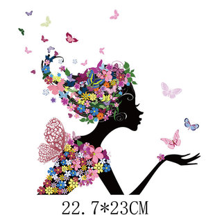 European and American hot stamping stickers cartoon girl butterfly clothes printing hot stamping high elastic washable offset thermal transfer stickers