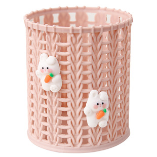Honghui Cute ins Girl Heart Имитация ротанга Пластиковый держатель для ручек Студенческий Настольный держатель для хранения канцелярских принадлежностей Ящик для хранения косметических кистей