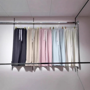 Dopamine Lace Ribbon Rope Milk Pants Women's Casual Fashion Summer High-Waisted Loose Versatile Drape Slimming Cream