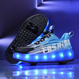 Cross border heywalk shoes children skates LED student pulley lace wheel sneakers roller skates lovers light shoes