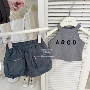 Hot Girls Alphabet Camisole Women's Summer New Design Sense Slim-fit Slimming Short Niche Chic Neck Top