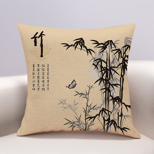 Chinese style pillowcase with core plum orchid bamboo chrysanthemum living room sofa pillow study tea room seat cushion bed pillow cover