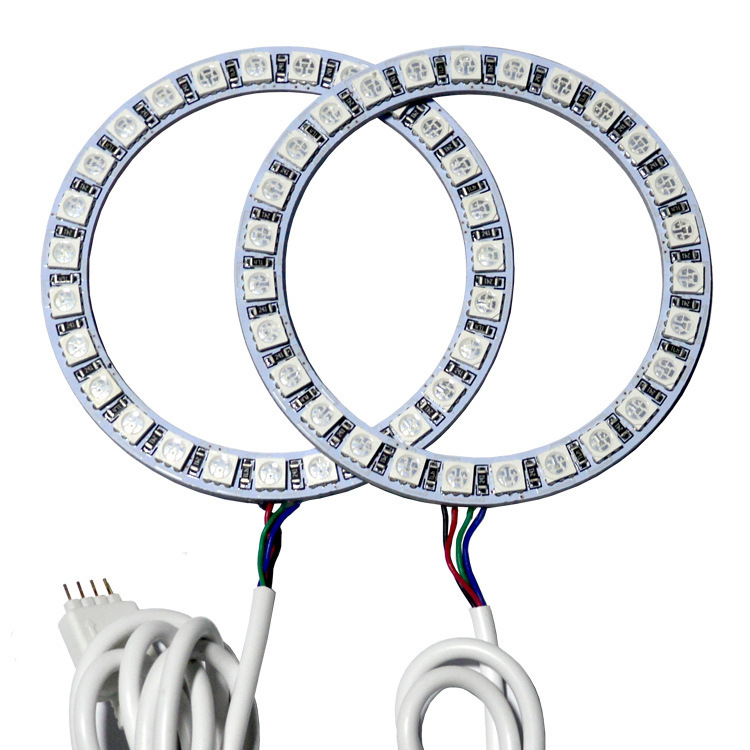 1 to 2 Led Full Circle Angel Eye Colorful Light Circle 60 70 80 90 100 110 120mm Rgb24 Keys