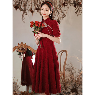 Красный Cheongsam улучшенная версия тостного костюма для невесты маленькая юбка для подарков весной и летом