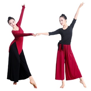 Dance clothing wide leg pants suit female dance clothing top adult square dance body practice clothing female source factory supply