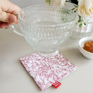 New Fabric Coaster Printed Double Layer Heat Insulation Pad Simple Guofeng Square Mug Coaster
