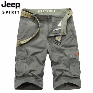 JEEP Summer Casual Pants Men's Loose Large Size Cotton Tooling Shorts Breathable Straight Pants Trendy 0222