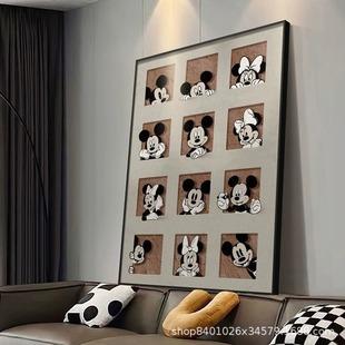 Black and White Mickey decorative painting panda desktop decoration painting living room sofa floor painting little red book net Red Live studio hanging painting