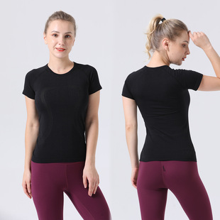 2.0 European and American round neck yoga clothing EBB TO STREET women's sports high elastic fitness tight top short sleeve T-shirt