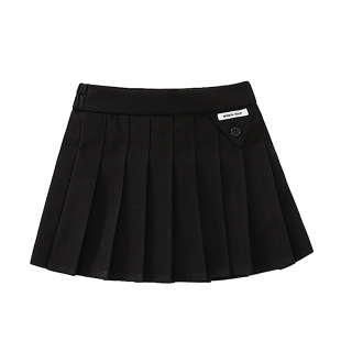 Girls Woolen Short Skirt Black JK Pleated Skirt Girls Primary School Children's Skirt 2024 Autumn and Winter Dress