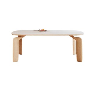 Log cream style light luxury modern simple small apartment home Rock plate solid wood rectangular Internet celebrity dining table and chair