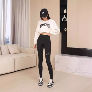 Phone Barbie Pants Alphabet Shark Pants Tight Pocket Belly Tight Hip Yoga Fitness Running Barbie Pants Outer Wear