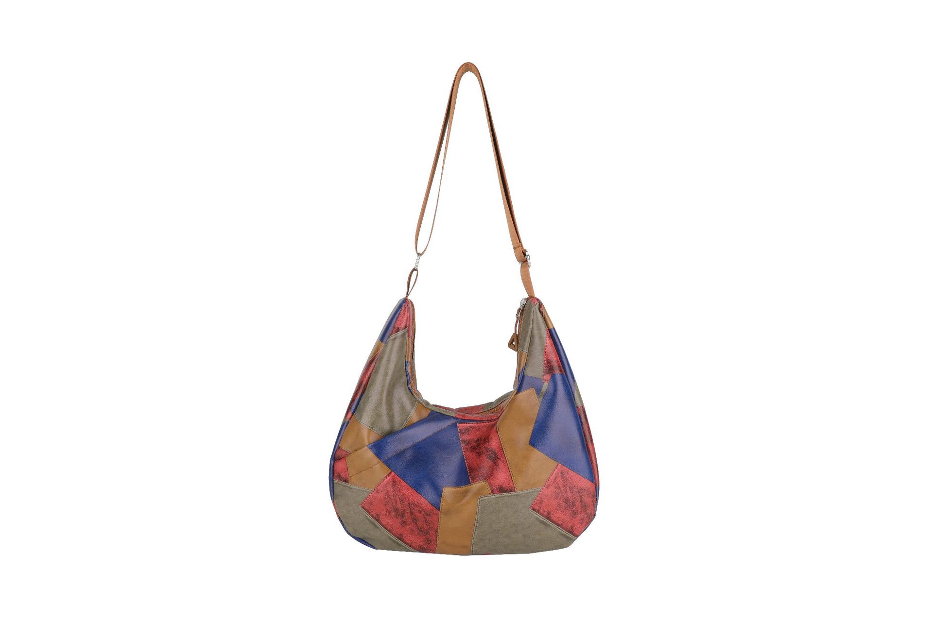 2026 Retro Spring New Style Stylish Color Block Patchwork Large Capacity Simple Chic Tote Shoulder Bag