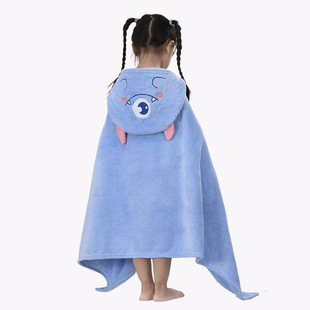Factory Children's Cartoon Bathrobe Soft Absorbent Coral Fleece Hooded Cloak Excaled Baby Bath Towel Cloak for Hair
