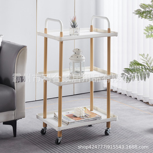 Internet-popular Nordic-style Simple Floor-standing Trolley with Brake Bedroom Living Room Storage Rack Removable Coffee Table Storage Rack
