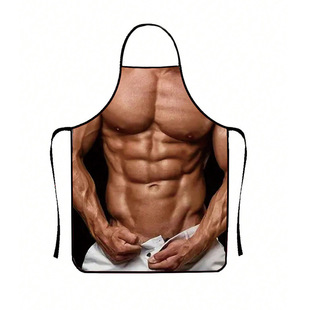 2025 Explosions Muscle Men Sleeveless Waterproof Anti-fouling Kitchen in stock Apron Sexy Personality Funny Printed Apron