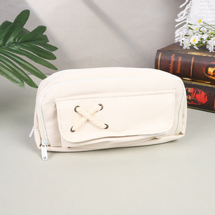 Cross-border large-capacity three-layer pencil case high-value canvas pencil case for men and women primary and secondary school students stationery pencil case manufacturers wholesale