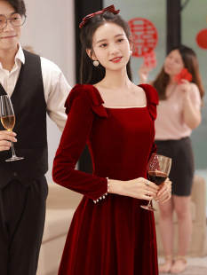 Toast Dress Bride 2025 Spring Spring New Wedding Dress Engagement Door Shannon Slim Velvet dress